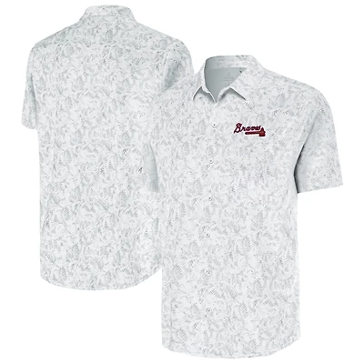 Men's Antigua White Atlanta Braves Lush Button-Up Shirt