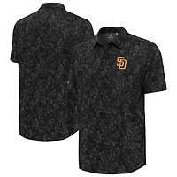 Men's Antigua Black San Diego Padres Lush Button-Up Shirt