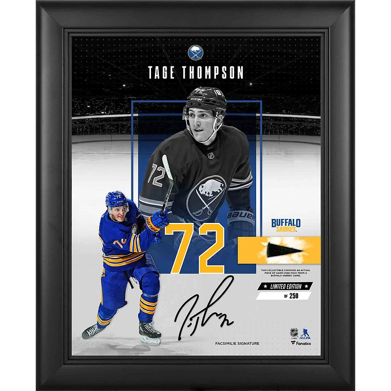 Tage Thompson Buffalo Sabres Facsimile Signature Framed 11" x 14" Impact Collage with a Piece of Game-Used Puck - Limited Edition of 250