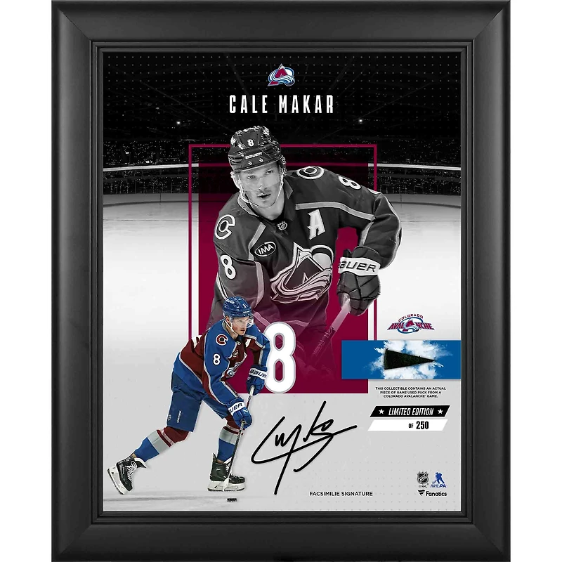 Cale Makar Colorado Avalanche Facsimile Signature Framed 11" x 14" Impact Collage with a Piece of Game-Used Puck - Limited Edition of 250