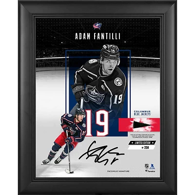 Adam Fantilli Columbus Blue Jackets Facsimile Signature Framed 11" x 14" Impact Collage with a Piece of Game-Used Puck - Limited Edition of 250