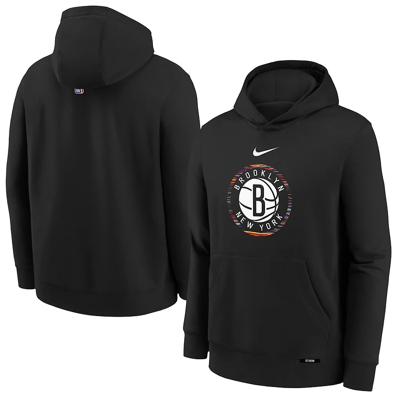 Youth Nike Black Brooklyn Nets 2025/26 City Edition Club Fleece Pullover Hoodie