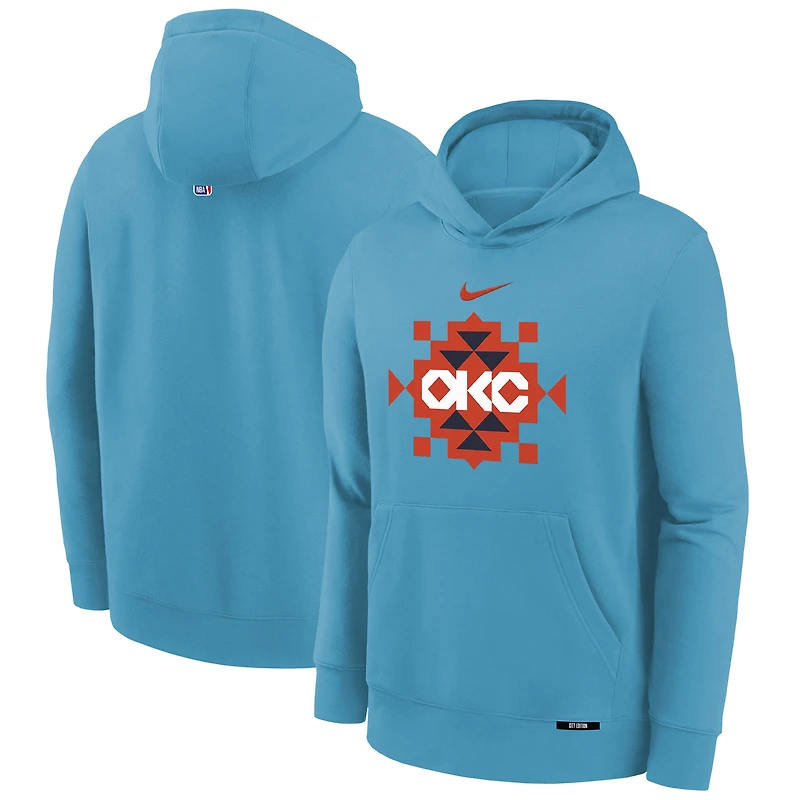 Youth Nike Turquoise Oklahoma City Thunder 2025/26 City Edition Club Fleece Pullover Hoodie