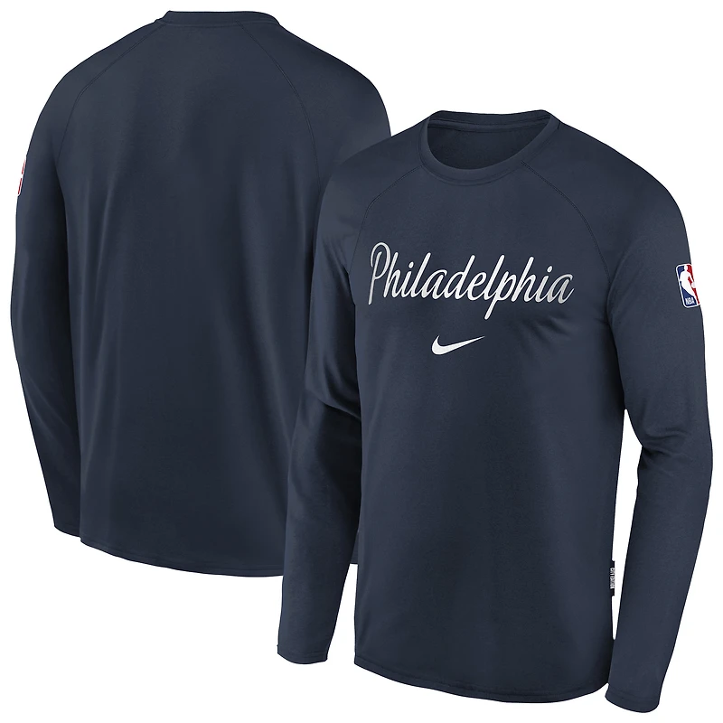 Youth Nike Navy Philadelphia 76ers 2025/26 City Edition Dri-Fit Long Sleeve Game Top