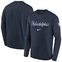 Youth Nike Navy Philadelphia 76ers 2025/26 City Edition Dri-Fit Long Sleeve Game Top