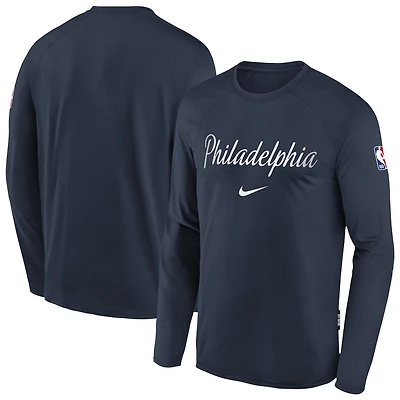 Youth Nike Navy Philadelphia 76ers 2025/26 City Edition Dri-Fit Long Sleeve Game Top
