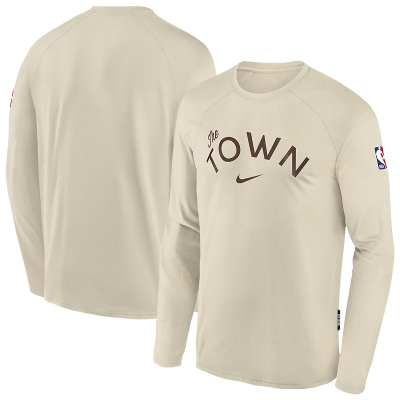 Youth Nike Natural Golden State Warriors 2025/26 City Edition Dri-Fit Long Sleeve Game Top