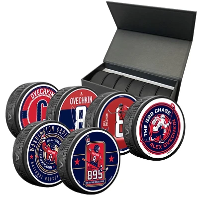 Alexander Ovechkin Washington Capitals NHL All-Time Leading Goal Scorer Six-Pack Hockey Puck Set
