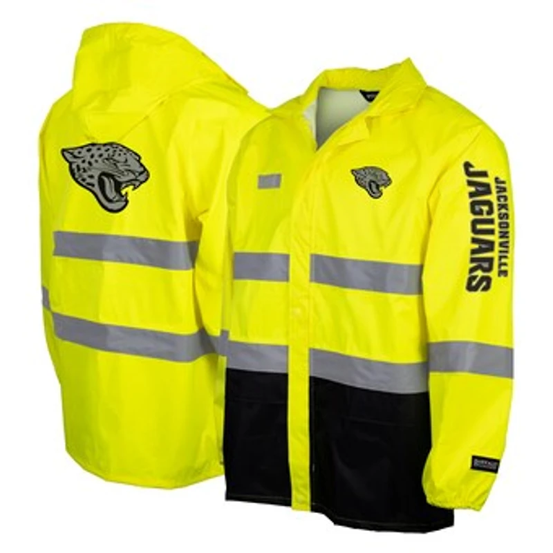 Men's Yellow Jacksonville Jaguars Hi-Vis Safety Waterproof Rainshell Full-Zip Hooded Jacket