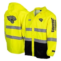 Men's Yellow Jacksonville Jaguars Hi-Vis Safety Waterproof Rainshell Full-Zip Hooded Jacket