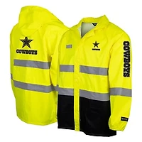 Men's Yellow Dallas Cowboys Hi-Vis Safety Waterproof Rainshell Full-Zip Hooded Jacket