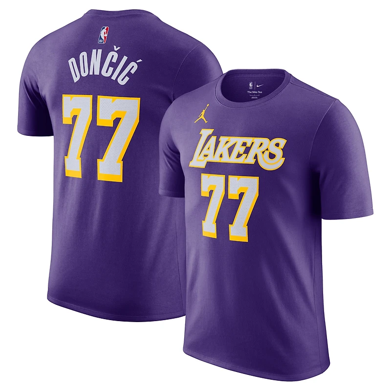Unisex Jordan Brand Luka Dončić Purple Los Angeles Lakers Name & Number T-Shirt - Statement Edition
