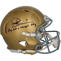 Joe Theismann Notre Dame Fighting Irish Autographed Riddell Speed Authentic Helmet with "Play Like a Champion Today" Inscription