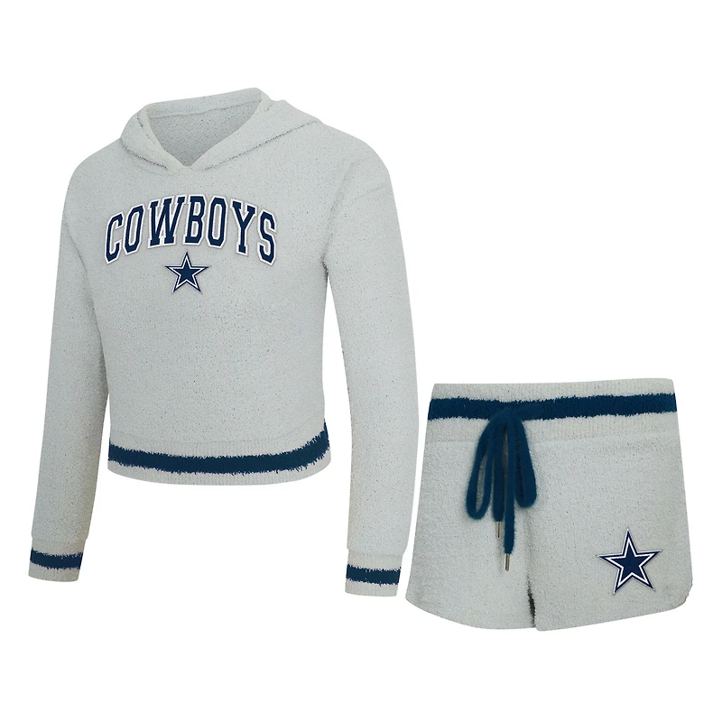 Women's Concepts Sport  Gray Dallas Cowboys Whitley Long Sleeve Hoodie Top & Shorts Set