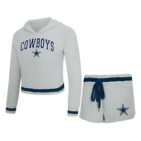 Women's Concepts Sport  Gray Dallas Cowboys Whitley Long Sleeve Hoodie Top & Shorts Set