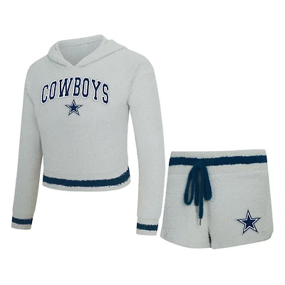 Women's Concepts Sport  Gray Dallas Cowboys Whitley Long Sleeve Hoodie Top & Shorts Set