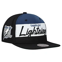 Men's Mitchell & Ness Black Tampa Bay Lightning Retro Script Colorblock Snapback Hat