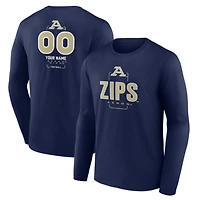 Men's  Navy Akron Zips Personalized Name & Number Midfielder Long Sleeve T-Shirt