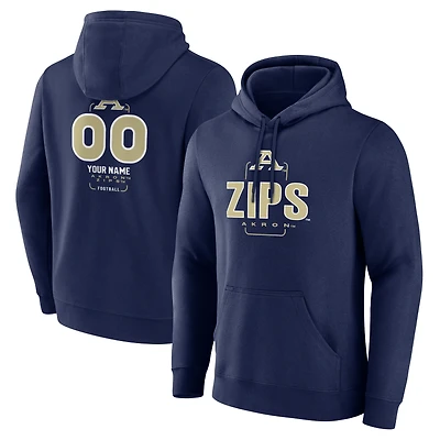 Men's  Navy Akron Zips Personalized Name & Number Midfielder Pullover Hoodie