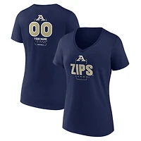 Women's Navy Akron Zips Personalized Name & Number Midfielder V-Neck T-Shirt
