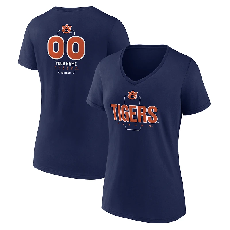 Women's Navy Auburn Tigers Personalized Name & Number Midfielder V-Neck T-Shirt