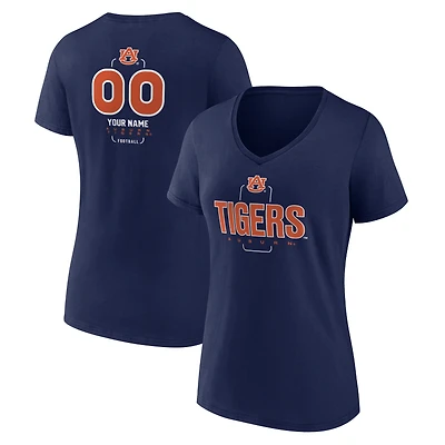 Women's Navy Auburn Tigers Personalized Name & Number Midfielder V-Neck T-Shirt
