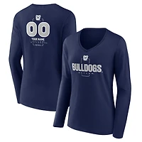 Women's Navy Butler Bulldogs Personalized Name & Number Midfielder Long Sleeve V-Neck T-Shirt
