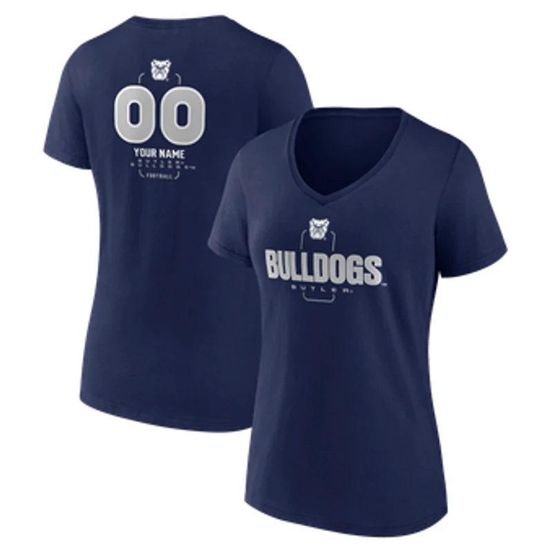 Women's Navy Butler Bulldogs Personalized Name & Number Midfielder V-Neck T-Shirt
