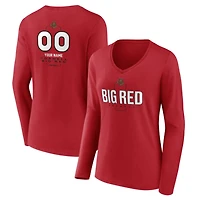 Women's Red Cornell Big Red Personalized Name & Number Midfielder Long Sleeve V-Neck T-Shirt