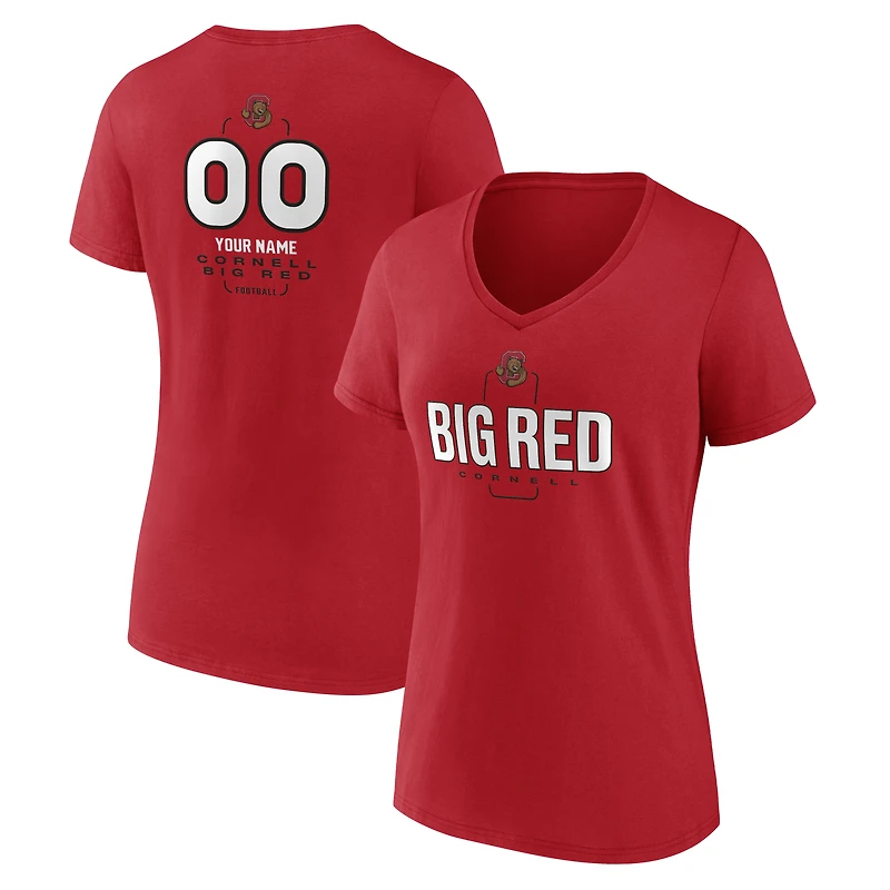 Women's Red Cornell Big Red Personalized Name & Number Midfielder V-Neck T-Shirt