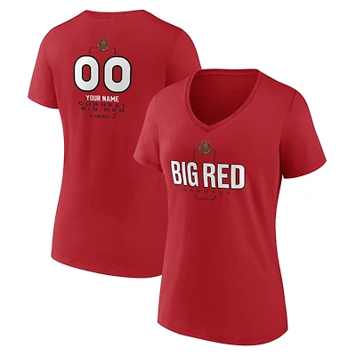 Women's Red Cornell Big Red Personalized Name & Number Midfielder V-Neck T-Shirt