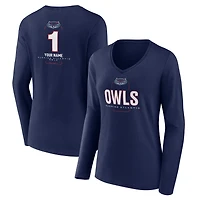 Women's Navy Florida Atlantic Owls Personalized Any Name Midfielder Long Sleeve V-Neck T-Shirt