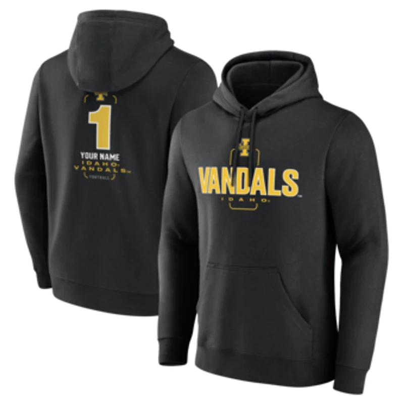Men's  Black Idaho Vandals Personalized Any Name Midfielder Pullover Hoodie