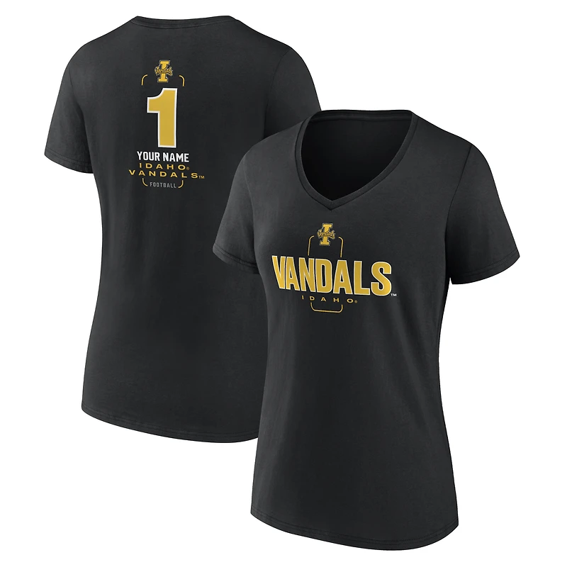 Women's Black Idaho Vandals Personalized Any Name Midfielder V-Neck T-Shirt