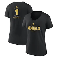 Women's Black Idaho Vandals Personalized Any Name Midfielder V-Neck T-Shirt