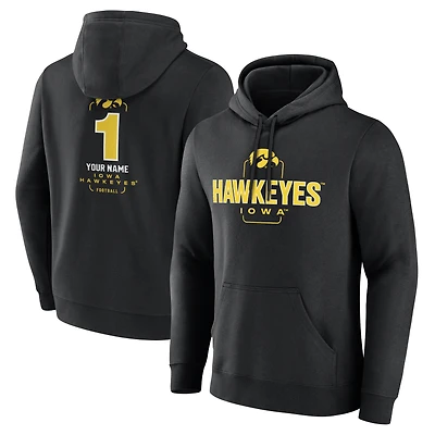Men's  Black Iowa Hawkeyes Personalized Any Name Midfielder Pullover Hoodie