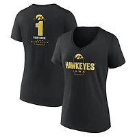 Women's Black Iowa Hawkeyes Personalized Any Name Midfielder V-Neck T-Shirt