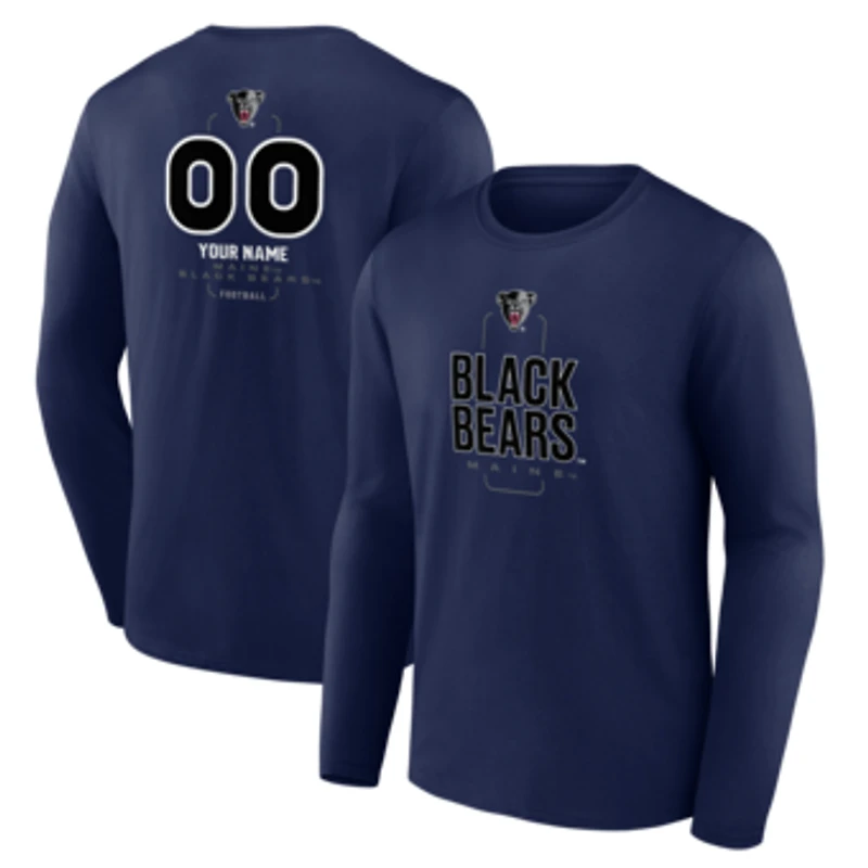 Men's  Navy Maine Black Bears Personalized Name & Number Midfielder Long Sleeve T-Shirt