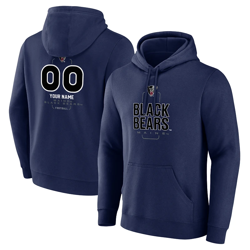 Men's Navy Maine Black Bears Personalized Name & Number Midfielder Pullover Hoodie