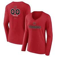 Women's Red Miami University RedHawks Personalized Name & Number Midfielder Long Sleeve V-Neck T-Shirt