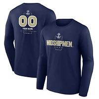 Men's  Navy Navy Midshipmen Personalized Name & Number Midfielder Long Sleeve T-Shirt