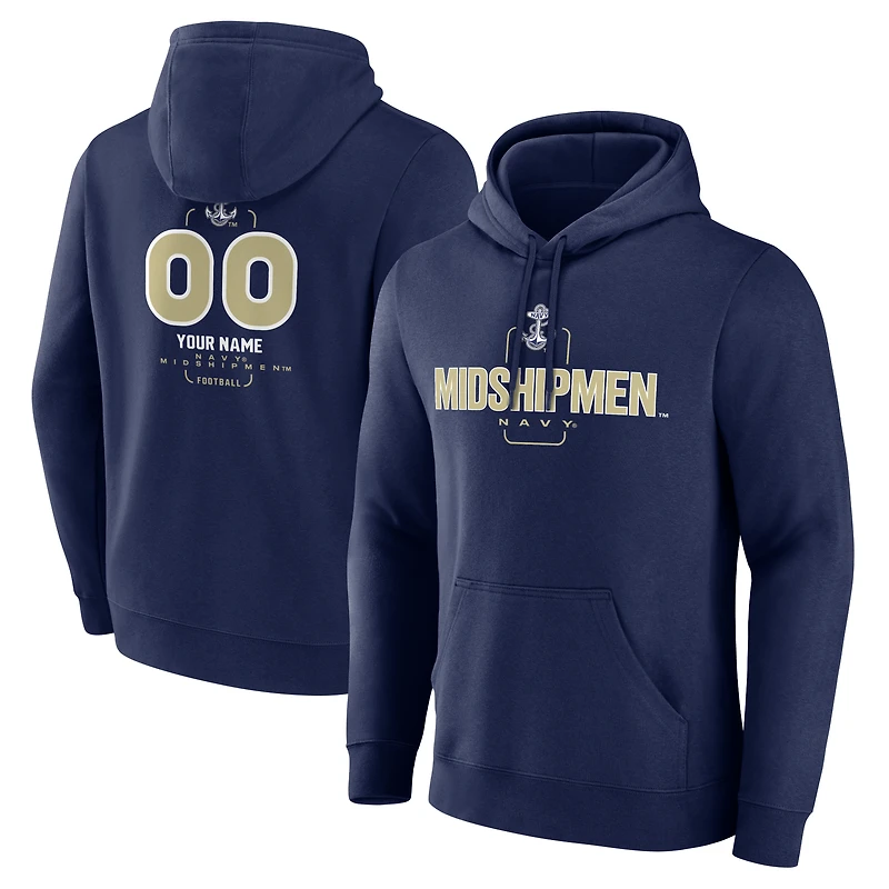 Men's  Navy Navy Midshipmen Personalized Name & Number Midfielder Pullover Hoodie