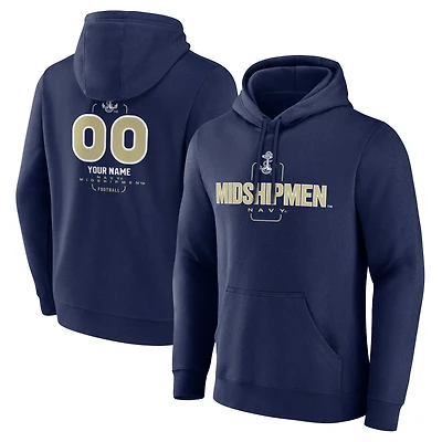 Men's  Navy Navy Midshipmen Personalized Name & Number Midfielder Pullover Hoodie