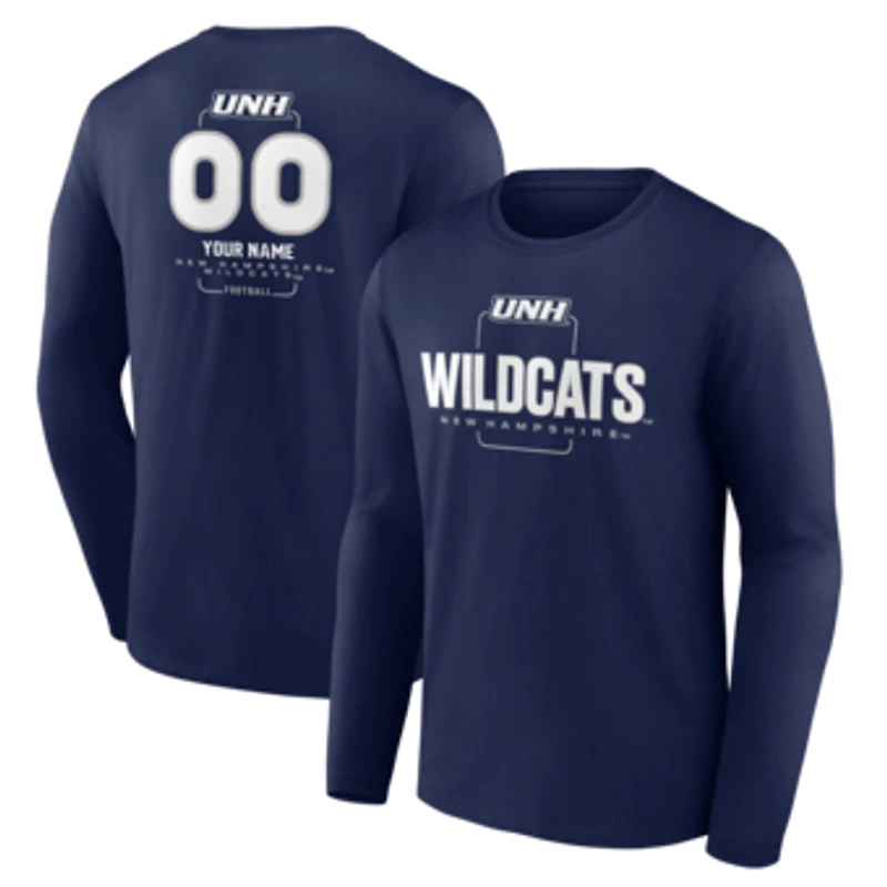 Men's  Navy New Hampshire Wildcats Personalized Name & Number Midfielder Long Sleeve T-Shirt