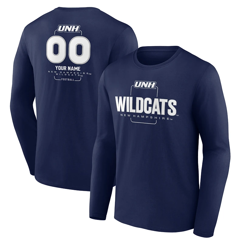 Men's Navy New Hampshire Wildcats Personalized Name & Number Midfielder Long Sleeve T-Shirt