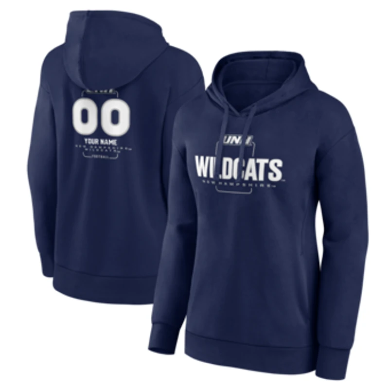 Women's Navy New Hampshire Wildcats Personalized Name & Number Midfielder Pullover Hoodie