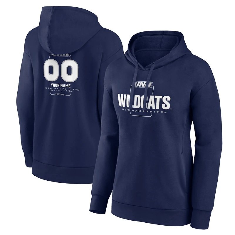 Women's Navy New Hampshire Wildcats Personalized Name & Number Midfielder Pullover Hoodie