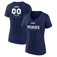 Women's Navy New Hampshire Wildcats Personalized Name & Number Midfielder V-Neck T-Shirt