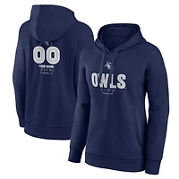 Women's Navy Rice Owls Personalized Name & Number Midfielder Pullover Hoodie