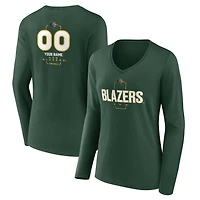 Women's Green UAB Blazers Personalized Name & Number Midfielder Long Sleeve V-Neck T-Shirt